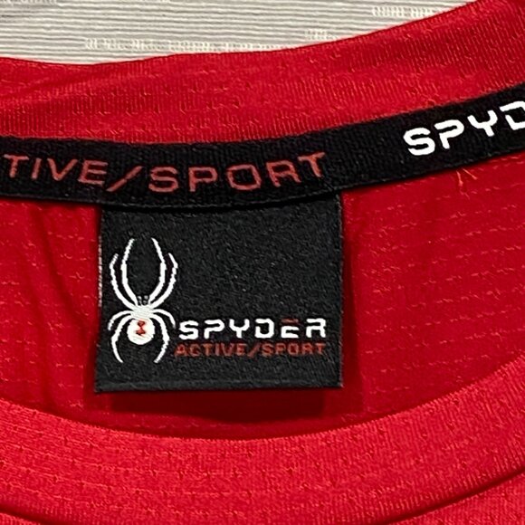 SPYDER Red T Shirt Mens Large Quick Dry Perforated Lightweight Short Sleeve Tee - Picture 5 of 12